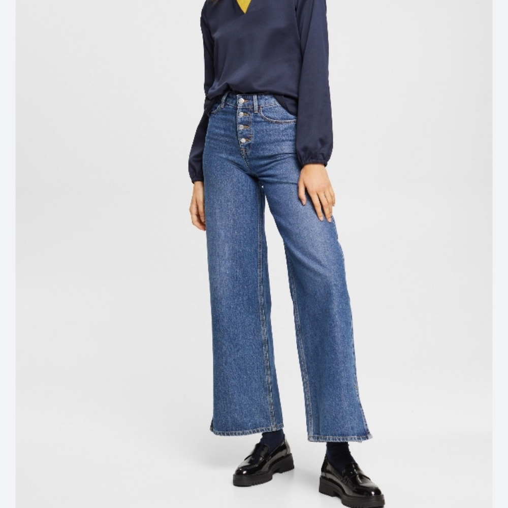GAP Denim High Rise Wide Leg Button Fly Jeans Dark Denim wash sz.6/28